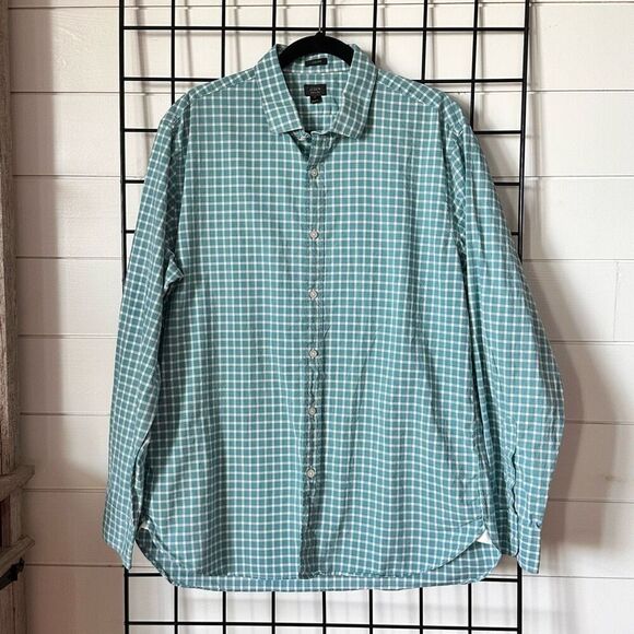 J. Crew Ludlow LS Button Up Shirt Mens XL Green Plaid 120's 2 Ply Preppy - Picture 1 of 9